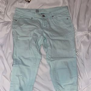 Mint blue skinny jeans
